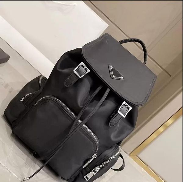 Backpack da escola de nylon liso de mochila unissex duas mochilas à prova d'água de alça