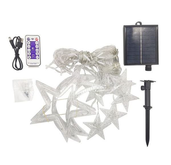 Luzes solares de jardim solar Smart Remote Remote Solar Star Star Moon String ao ar livre à prova d'água Decoração de casamento de casamento