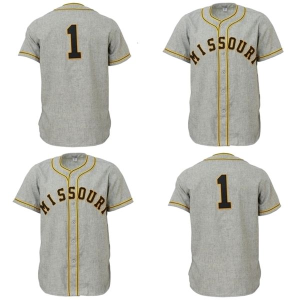 GlaMitNess MU Missouri Tigers 1963 Road Jersey Uomo Donna Youth Maglie da baseball Doppia cucitura