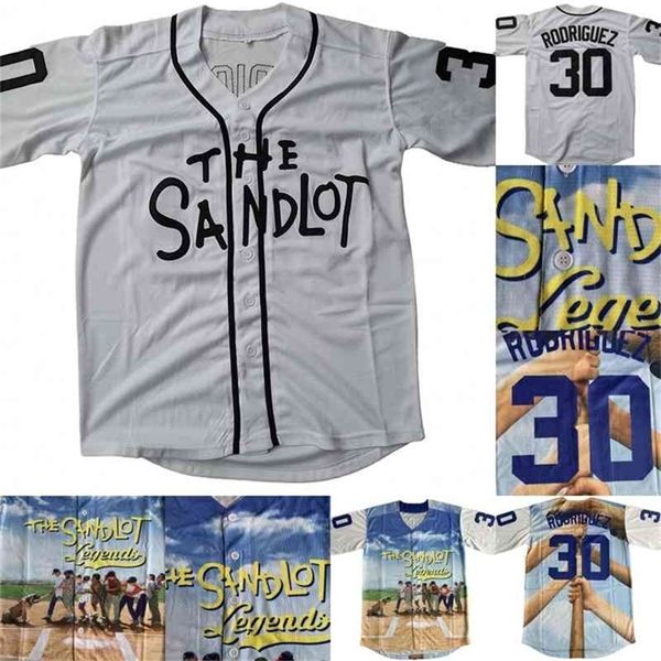 GLAC202 30 BENNY 'O JET' RODRIGUEZ O SANDLOT LENDENDS MENINOS DO BASEBOL JERSEY Costimo nome e n￺mero de camisas brancas