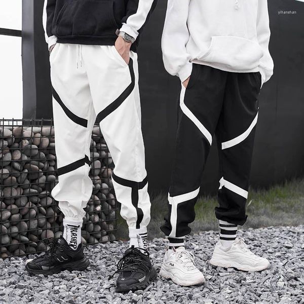 Pantaloni da uomo Hip Hop Pantaloni da jogging Uomo 2022 Autunno Coulisse in vita Pantaloni sportivi da pista larghi Pantaloni Streetwear Nero Bianco S-XXL