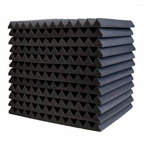 Accessori interni 12Pcs 30x30x2.5cm Pannelli in schiuma acustica da studio Trattamento di isolamento acustico KTV Room Wall Spugna insonorizzata con nastri