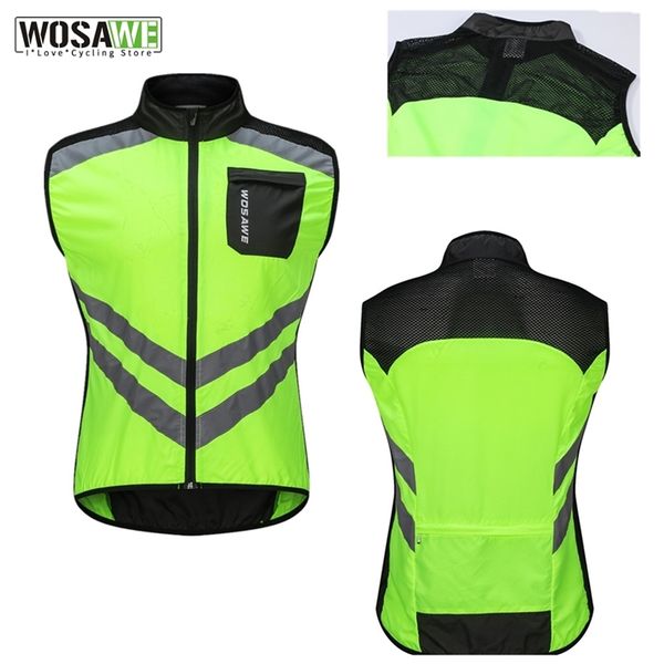 Gilet da uomo WOSAWE Gilet riflettente da ciclismo Gilet antivento da corsa Gilet da moto Gilet da ciclismo MTB Abbigliamento da bicicletta Giacca senza maniche 220919