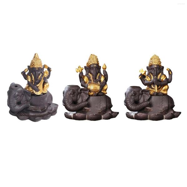 Duftlampen Ganesha Rückfluss Weihrauchbrenner Elefantenform Stabbrunnen Zen Räuchergefäßhalter für Meditationsgeschenk