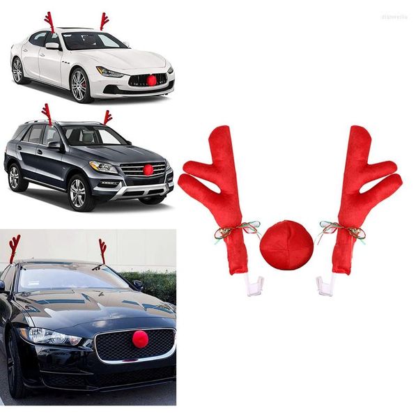 Innendekorationen, Rentier, Weihnachtsdekoration, Auto, Fahrzeug, Nasenhorn, Kostüm-Set, Geweih, rotes Weihnachtsdekorationsset