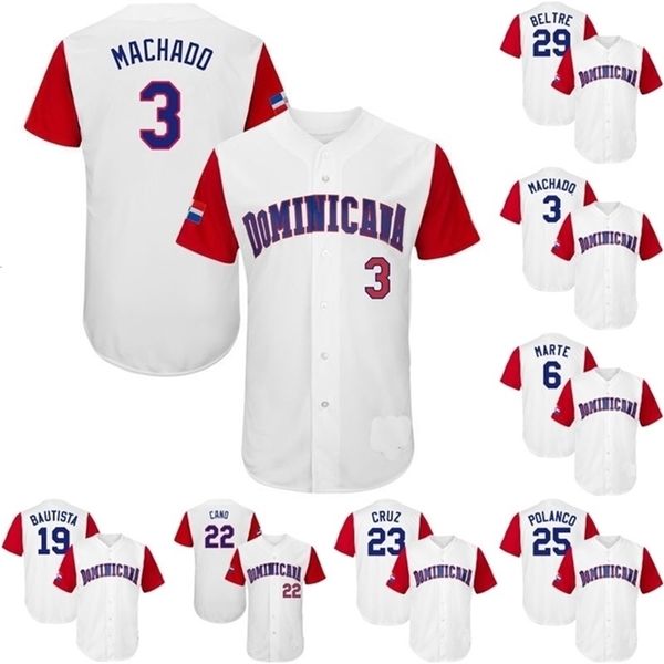 GlnMit 2017 Dominikanische Republik World Baseball Classic WBC Jersey 3 Manny Machado 6 Starling Marte 19 Jose Bautista 22 Robinson Cano 23 Nelson Cruz