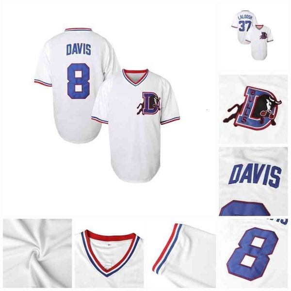 GLAC202 Mens Bull Durham 8 Crash Davis 37 NUKE 'LALOOSH Jersey de beisebol Double Stitched Nome e Number High Godyty in Stock Fast Thread