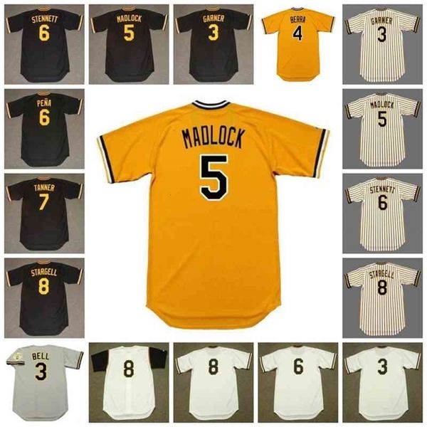 GLAC202 Pittsburgh Vintage Baseball Jersey 3 Jay Bell 1992 Фил Гарнер 1978 г. Хебнер Берра Мэдлок Стеннетт 6 Тони Пена 1982 Таннер 8 Вилли Старгелл