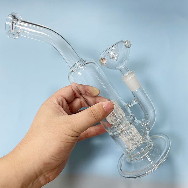 Bongo de vidro de 10,6 polegadas de espessura para cachimbo de fumo Reciclador de água Cachimbo de água 14 mm Feminino Junta vem com queimador de óleo de vidro Tigela Rig