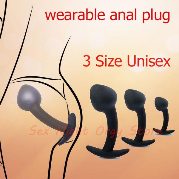 Articoli di bellezza Plug anale in silicone Butt indossabile Principiante Tappo sexy 3 dimensioni Giocattolo per adulti per Gay/Uomini/Donne Scarpe da ginnastica Bdsm G-spot Massaggiatore