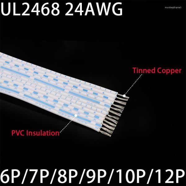 Beleuchtungszubehör UL2468 24AWG Elektronenverkabelung 6 7 8 9 10 12 Pins Erweitertes Stromanschlusskabel PVC-isolierte Kupferleitung Blau Weiß