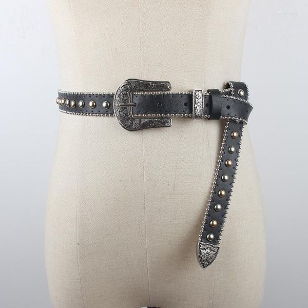 Cinture Punk Rivet Studded Slim Belt Unisex Donna Uomo Jeans Strap Soft PU Leather Strech Vita Curvatura Fibbia Femme Cinturones