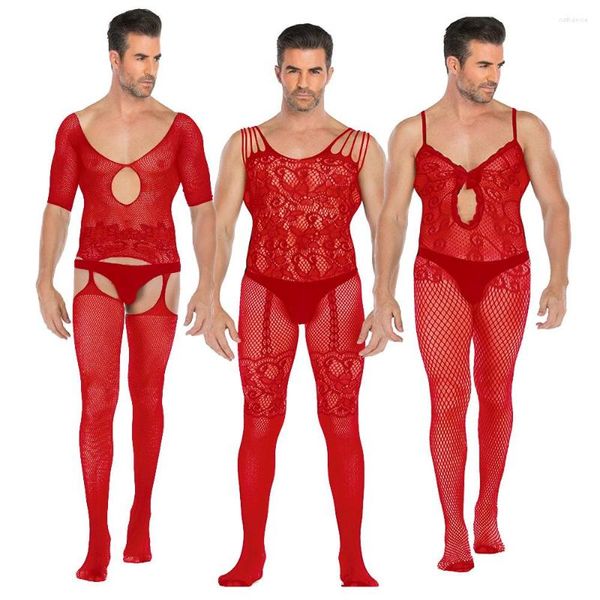 Calzini da uomo Calze da uomo Abbigliamento esotico Collant sexy Con apertura sul cavallo Body Latex Catsuit Lingerie Teddy Body Gay