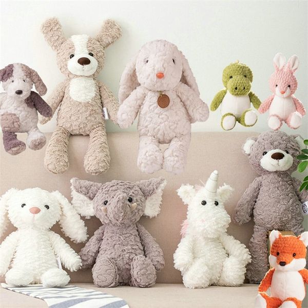 Animales de peluche de peluche de alta calidad suaves piernas largas conejito oso perro elefante dibujos animados bebé apaciguar muñeca de juguete para niños 220919