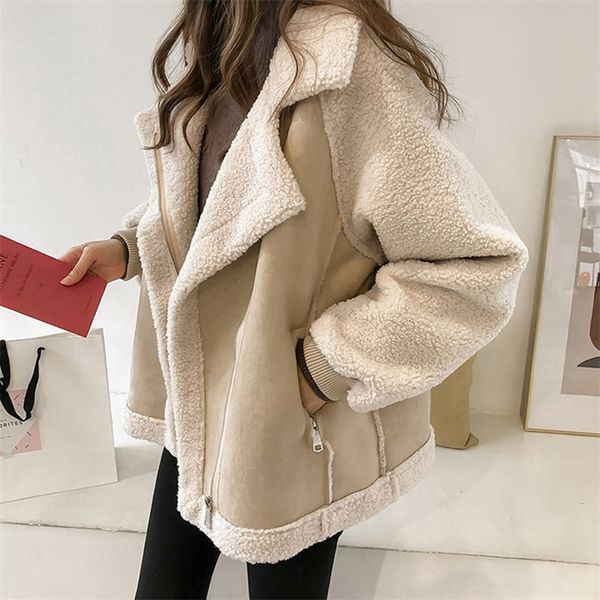 Pelliccia da donna Finta Donna Inverno Pelle scamosciata Giacche Cappotto Addensare Caldo Agnello Lana Teddy Cappotti Donna Allentato Oversize Outwear Top Donna Giacca 220919