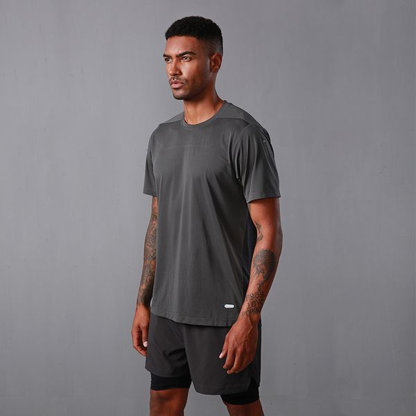 Erkek Tişörtler Giyim Tees T-Shirts Trailts Erkekler Fitness Sports Kısa kollu Dış Mekan Eğitim Streç Buz İpek Pürüzsüz T-Shirt Turuncu Siyah Mavi Gri