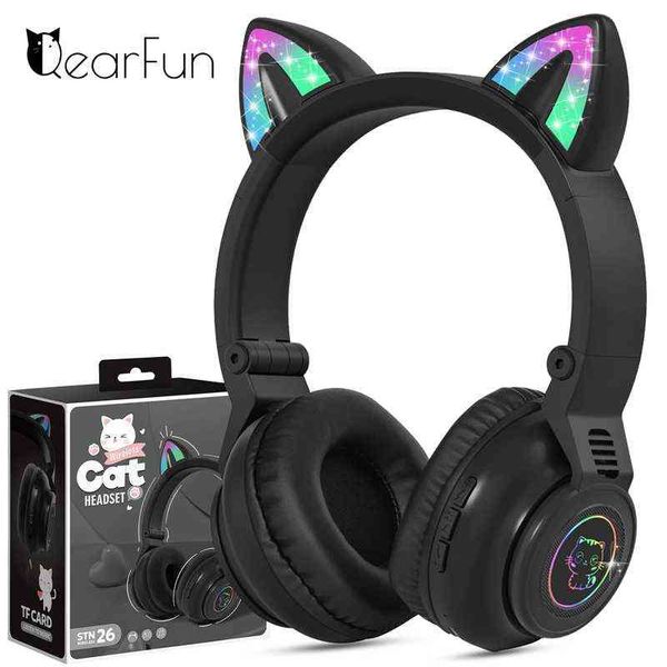 Headsets, Telefon, kabellose Kopfhörer mit Mikrofon, rosa Mädchen, süße Katze, Kinder, Stereomusik, Gamer-Helm, Bluetooth-Gaming-Headsets, unterstützt SD-Karte, T220916