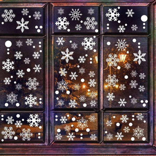 Decora￧￵es de Natal L White Snowflakes Window Clings Decals adesivos de inverno Ornamentos do pa￭s das maravilhas Festa de festa Home dr dhseller2010 amfla