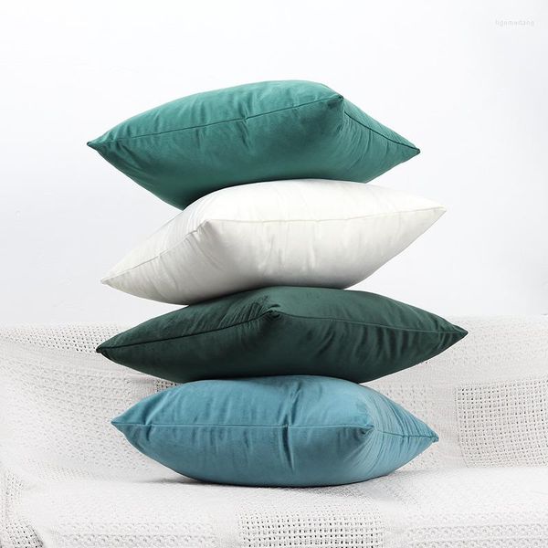 Capa de travesseiro Tecido de veludo cor sólido serging square quadrado de 45 arremesso de travesseiro decorativo decorativo