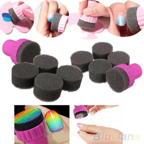 Nail Art Kit 1 Set Sponge Stamper Shade Transfer Template Polish Pedicure Manicure Tool