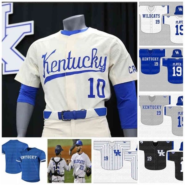 GlaA3740 Herren Custom NCAA Kentucky Wildcats Baseball-Trikot Zeke Lewis Justin Olson Brett Marshall Kyle Music Jake Thompson Austin Schultz UK-Trikot