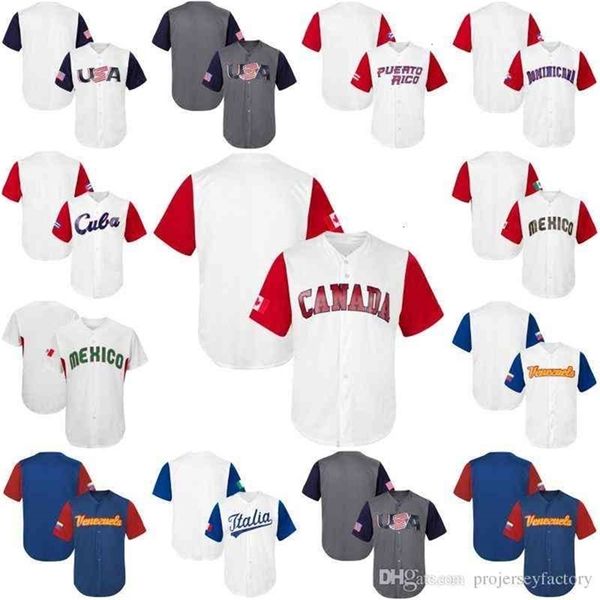 GLAC202 2017 World Baseball Classic Men Men Puerto Rico Canada Dominicana Americ Ltalia venesuela Mexico Cuba WBC Бейсбольные майки