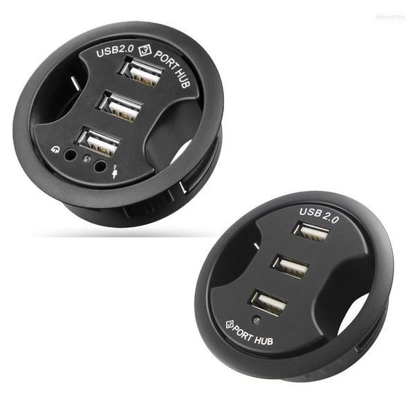 Multi USB 2.0 Portas Adaptador de mesa Montante no cubo no desenho com orifício de fone de ouvido para acessórios para PC