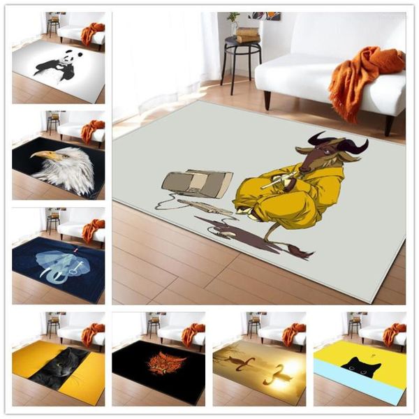 Teppiche Kinderschlafzimmerteppich Cartoon-Tierdruckmatte/Teppiche Kinderzimmerspielzeugaufbewahrungsorganisator Spielkriechmatte/Teppich für das Wohnzimmer