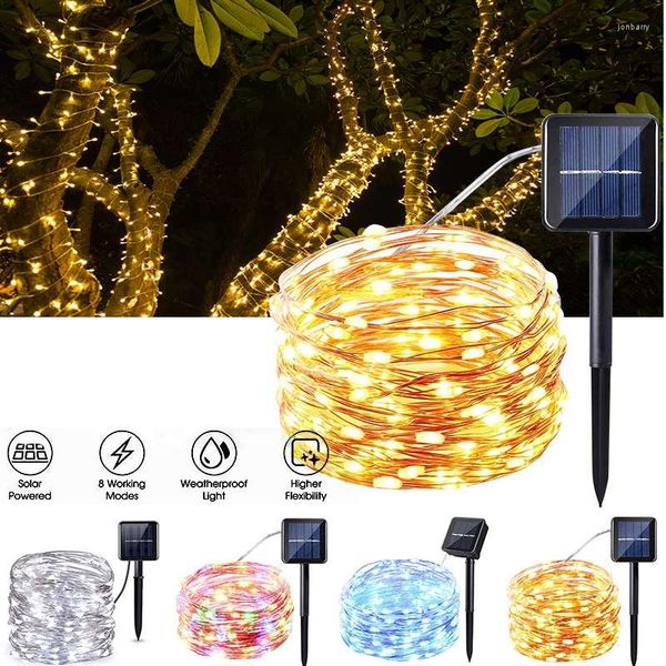 Strings 2 Pack 100LED Solar Fairy String Lights 8 Modi Wasserdicht Kupferdraht Sensorsteuerung Weihnachtslicht Outdoor Decor Lichterkette