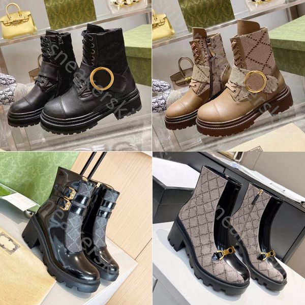 Nuove donne Martin Boot Stivali firmati Moda tacchi alti Tacchi grossi Scarpe invernali antiscivolo con scatola Taglia 35-42