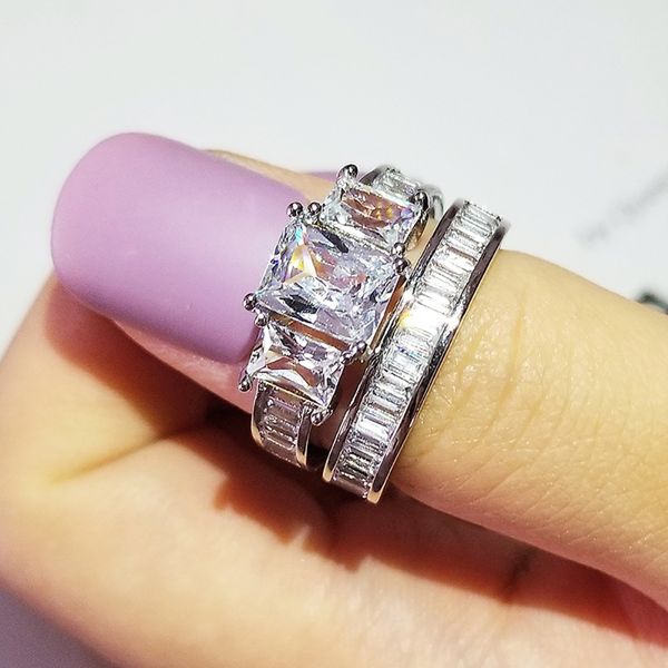 925 gestempelte Sterlingsilber-Ring-Sets Bijoux voller afrikanischer Kristall-Herz-Stein-Ringe romantische Hochzeit Chioce