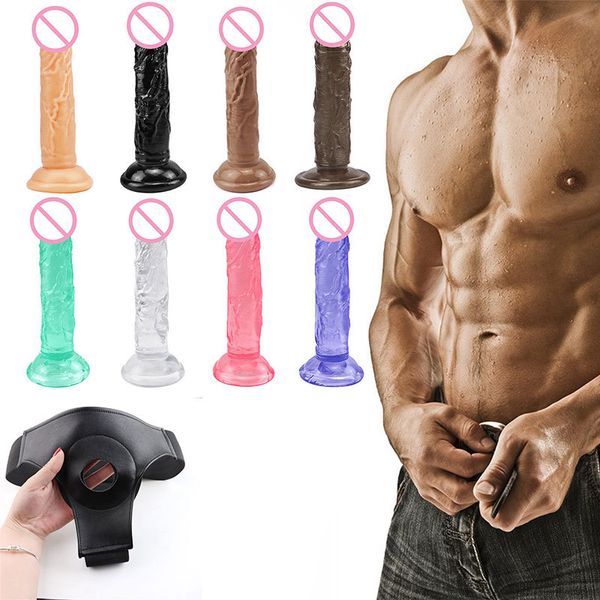 Itens de beleza Strap em calças para homens/mulheres arreios em vibrador realista Toys sexy Toys lésbicas adultos Dildos masturbador