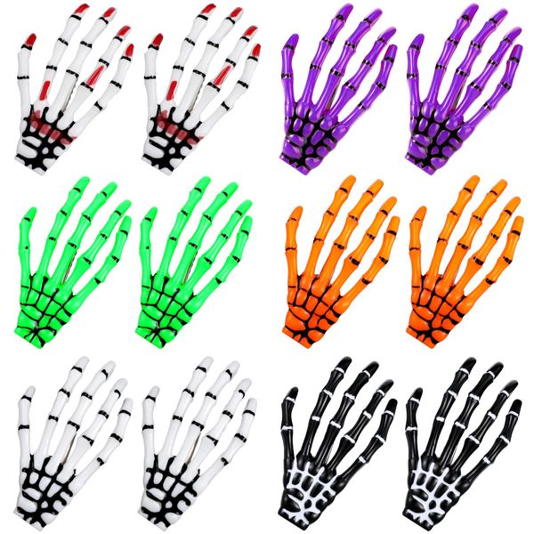 Клипы для волос Barrettes Halloween Skeleton Hands Crose Crows Skl ручная клипа готическая панк -рок