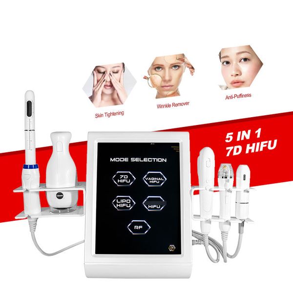 5 em 1 7d Liposonic Hifu Machine RF Microneedle Levantamento Face Remoção antienvelhecimento Remoção de rugas e cuidados com a pele do corpo Aperto vaginal 12 Linhas de beleza dispositivo