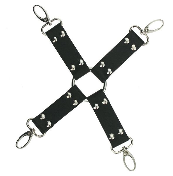 Articoli di bellezza croce per manette Caviglia di contenimento in pelle PU Cintura di bondage per gambe in peluche SM Strumenti per adulti nei giochi Amante del gioco sexy