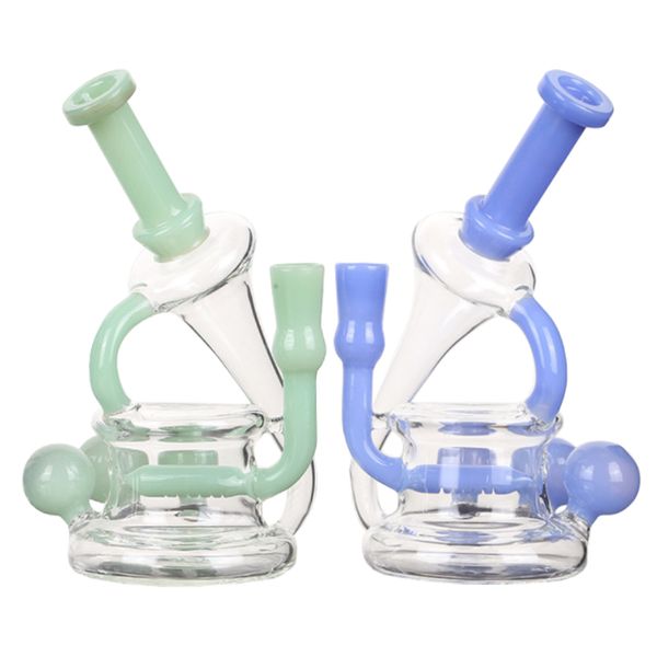 Fumatori Bong in vetro Riciclatore Becher Pipa ad acqua Percolatore Tubo a spirale Filtrazione Narghilè Dab Rig Vendita al dettaglio in un unico pezzo