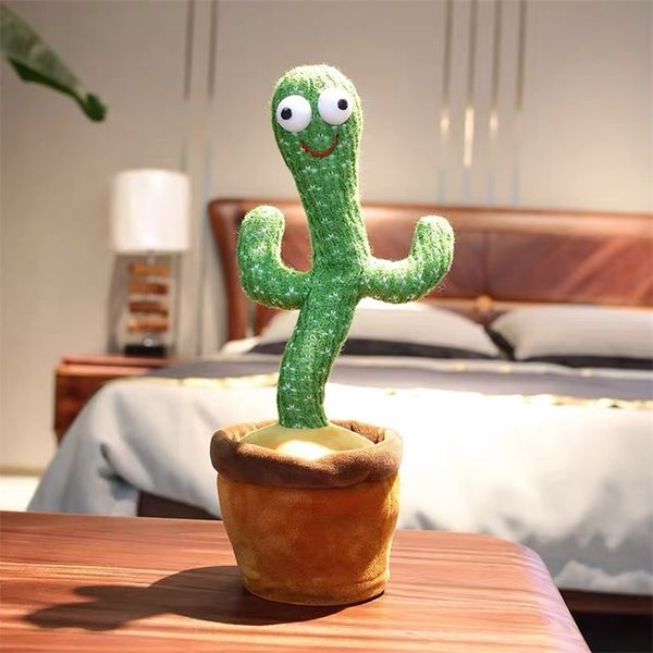 Animais de pelúcia de pelúcia adorável brinquedo de brinquedo dancing Cactus boneca fale talk som registro de som Repita Kawaii S crianças de educação infantil 220919