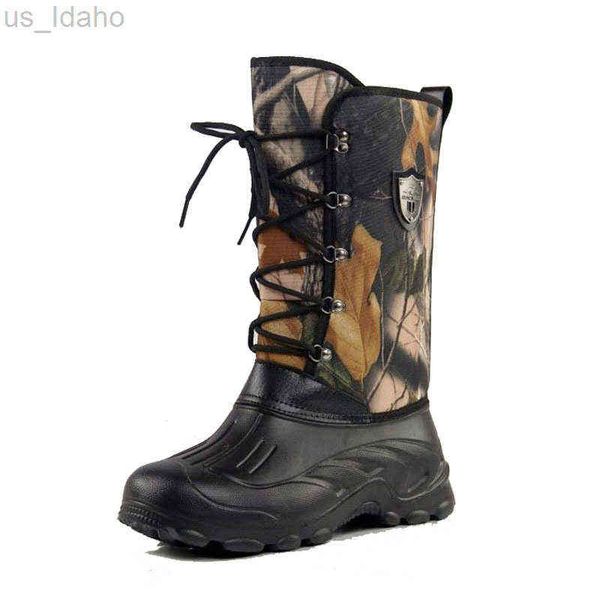 Botas de pesca ao ar livre calçados militares táticos de inverno de inverno sapatos de combate de combate homens impermeabilizados de caça à camuflagem L220920