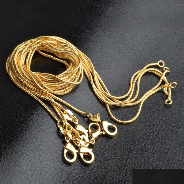Цепи Продажа Продажа 18K Золотые Цепи Ожерелье 1 мм 16 дюймов 18 дюйма 20 дюйма 22 дюйма 24 дюйма 28 дюйма 30 дюйма Смешанная гладкая змеи
