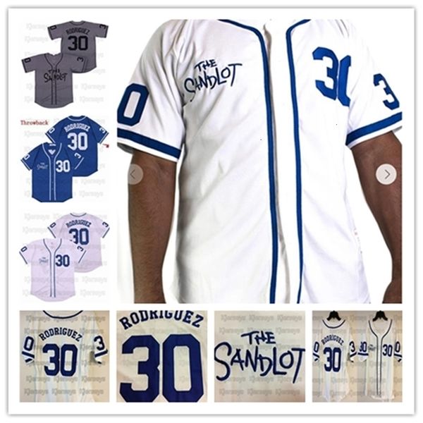 Glanik1 30 Benny 'The Jet' Rodriguez The Sandlot Legends Baseball Jersey Men costurava o nome e n￺mero de camisas brancas azuis cinza quatidamente