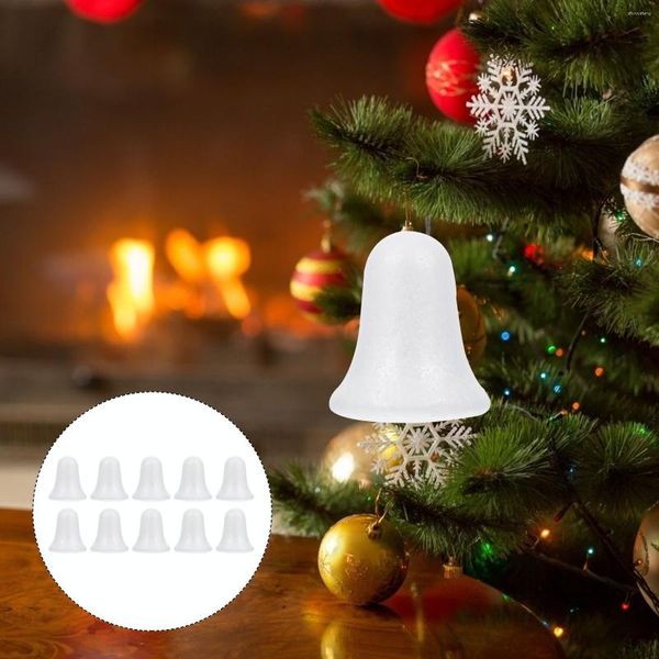FESTIDOS DE FESTO 10 PCS STYROFOAM Jingle Bell molda a árvore de férias pendurada decoração Bolas de poliestireno Bolas de Natal brancas