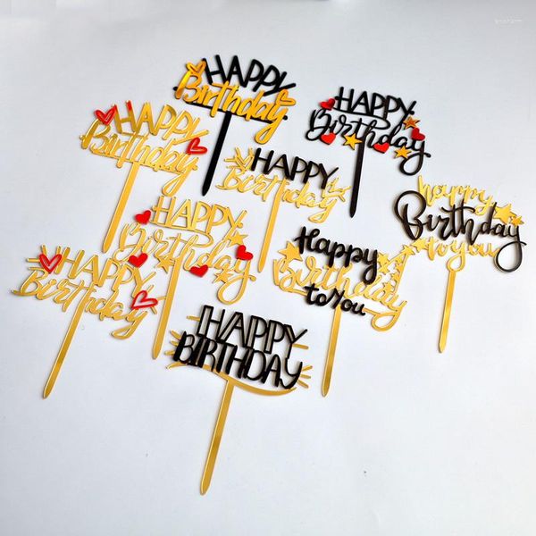 Festive Supplies 2022 INS Est Acryl-Herz-Stern-Happy-Birthday-Kuchenaufsatz für Kinder, Kinder, Damen, Partydekorationen, Babyparty