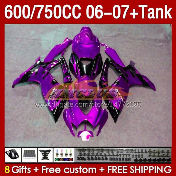 Инъекционные обтекатели для Suzuki Flames Purple GSXR 600 750 CC 600CC 750CC 2006-2007 154NO.168 GSXR-600 GSXR600 K6 GSXR750 06 07 GSXR-750 GSX-R600 2006 2007