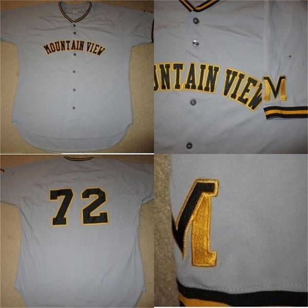 GlaMit Mountain View High School #72 Baseball Game Worn Jersey 100 % genähte individuelle Baseball-Trikots Jeder Name und Nummer im Vintage-Stil