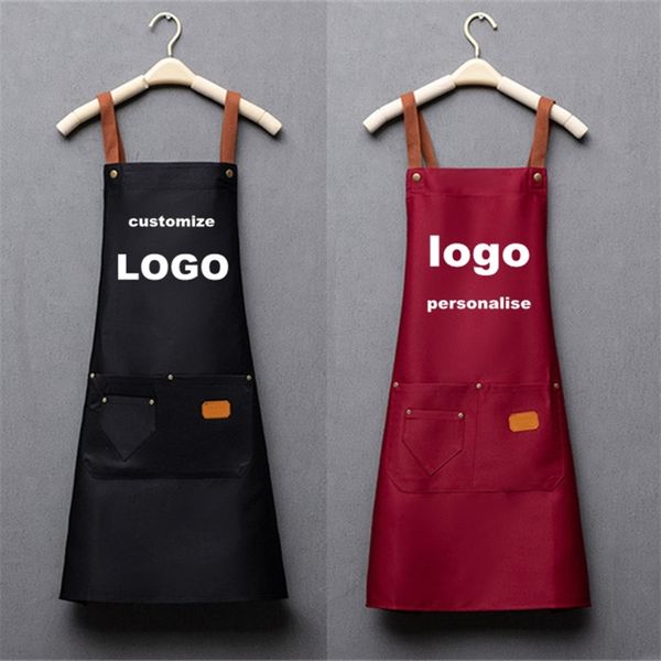 Aventais Moda Custom Unisex Trabalho para homens Canvasblack Bib Ajustável Cozinha Mulheres com bolsa de ferramentas 220919