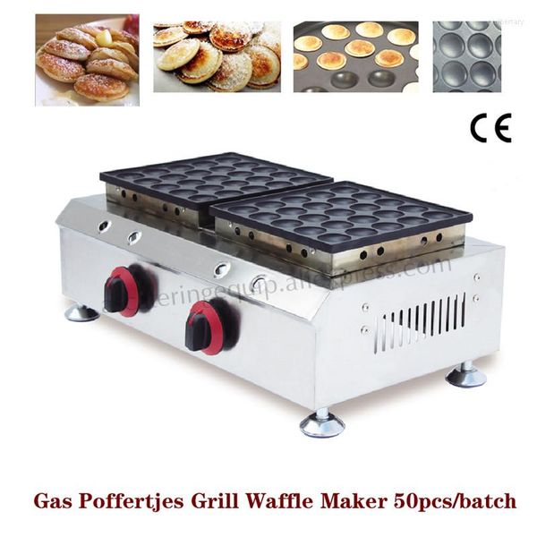 Ekmek Yapımcıları Gaz Hollandalı Kurabiyeler Izgara Poffertjes Waffle Baker Makinesi Çift Kafa Paslanmaz Çelik Ticari Kullanım