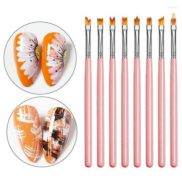 Tırnak fırçaları 8pc/set sanat fırçası kalem jel uV boyama çiçek çizimi akrilik 3D uçları manikür astar diy araçları