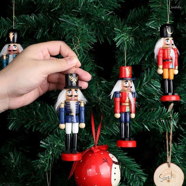 Decorazioni natalizie Mini vintage in legno Schiaccianoci Bambola Soldato Ornamenti per la decorazione dell'albero di Natale Regali per bambini Anno Decorazione della casaNatale