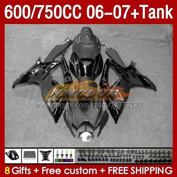 Einspritzverkleidungstank für Suzuki GSXR 600 750 CC 600CC 750CC 2006–2007 154Nr.172 GSXR-600 GSXR600 K6 GSXR750 06 07 GSXR-750 GSX-R600 2006 2007 OEM-Verkleidung, graue Flammen