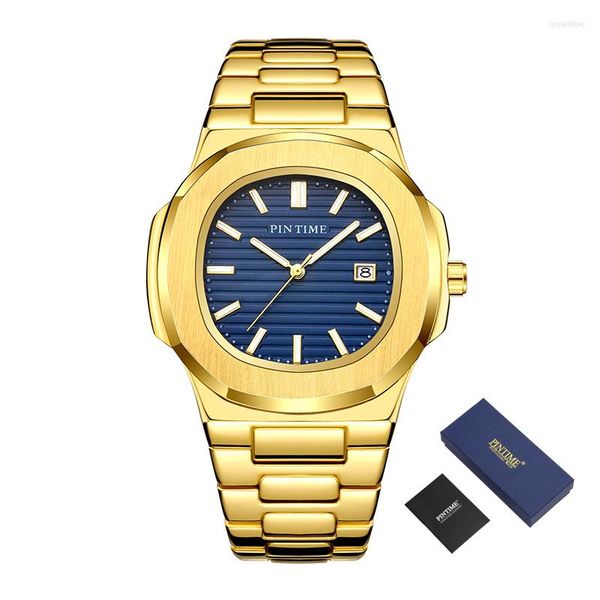 Armbanduhr Pintime Simple Quartz Men Watches Top Edelstahl Military Business Watch Date Uhr Zegarek Meski Relojes
